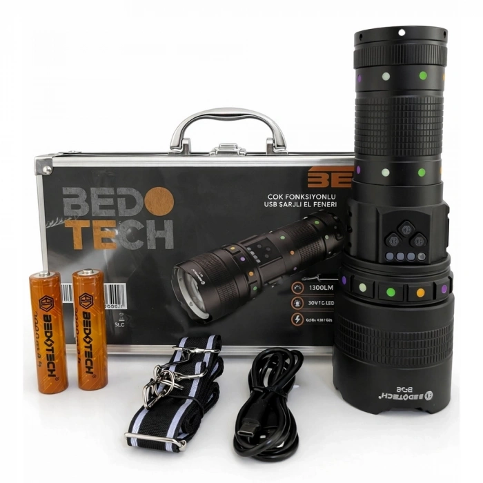 Bedotech Bd-2 30w Tg Led Alüminyum Alaşımlı Zoomlu Type-c Şarjlı El Feneri