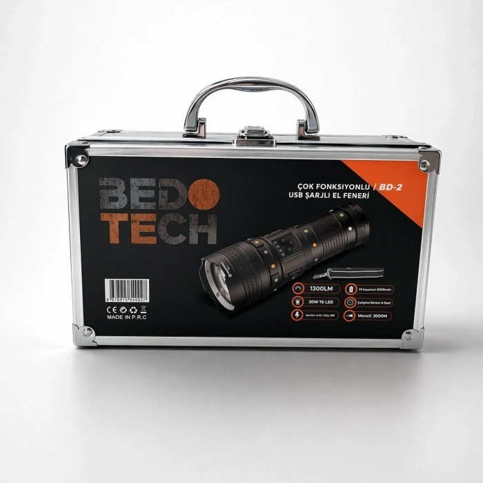Bedotech Bd-2 30w Tg Led Alüminyum Alaşımlı Zoomlu Type-c Şarjlı El Feneri