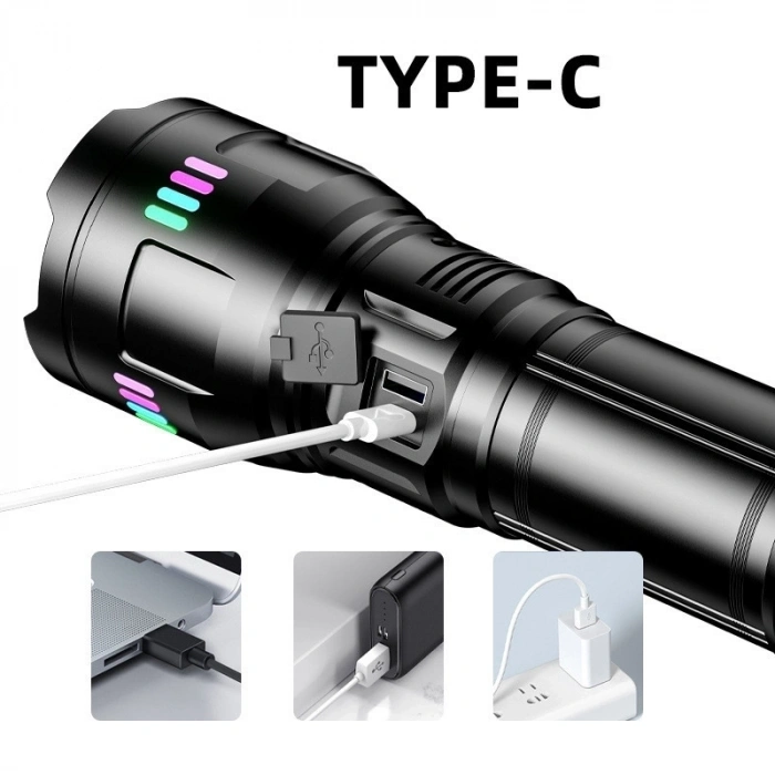 Bedotech Bd-g01 30w Tg Led Alüminyum Alaşımlı Zoomlu Type-c Şarjlı El Feneri