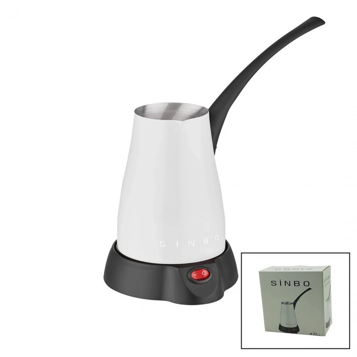 BEYAZ ELEKTİRKLİ CEZVE TÜRK KAHVE MAKİNESİ 5 FİNCAN - 400ML HAZNE PASLANMAZ ÇELİK 360 DERECE DÖNEBİLME SCM-2960 (5263)
