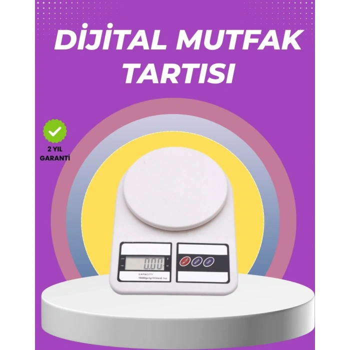 Beyaz Plastik Dijital Mutfak Tartısı – 24x16.8x1.5cm