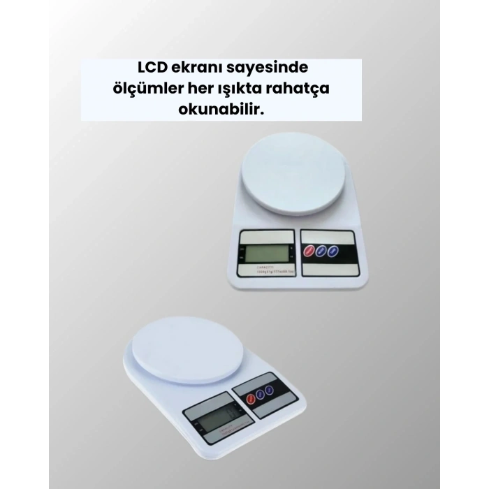 Beyaz Plastik Dijital Mutfak Tartısı – 24x16.8x1.5cm