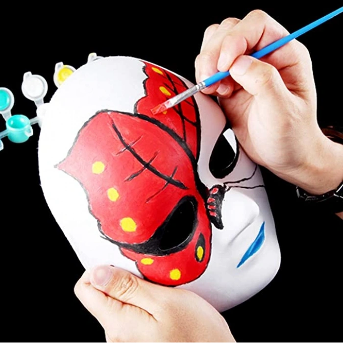 Beyaz Renk Boyanabilir Anonim Tam Yüz Cosplay Maske 24x18 cm (5263)