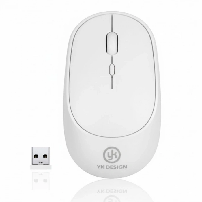 Beyaz Renkli Ergonomik Sessiz Kablosuz Mouse – USB Alıcılı, Ofis ve Oyun İçin Konforlu Bilgisayar Faresi MS6310 (5263)