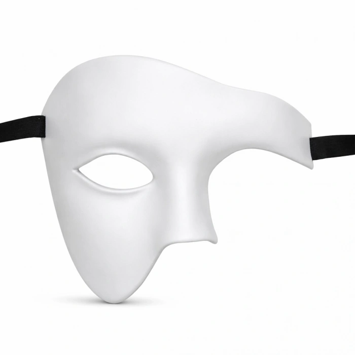 Beyaz Yarım Erkek Maske – Phantom Parti &amp;amp; Balo Maskesi (5263)