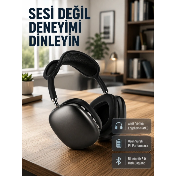 Bluetooth 5.0 Kulak Üstü Kulaklık – Gürültü Engelleme, Uzamsal Ses, Hızlı Şarj
