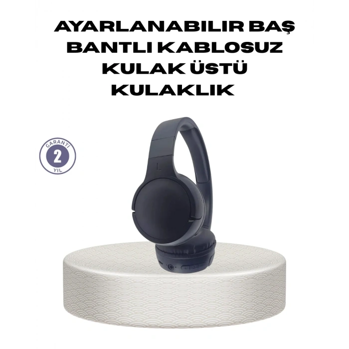 Bluetooth 5.0 Siyah Kablosuz Kulaklık 18 Saat Batarya Katlanabilir Tasarım