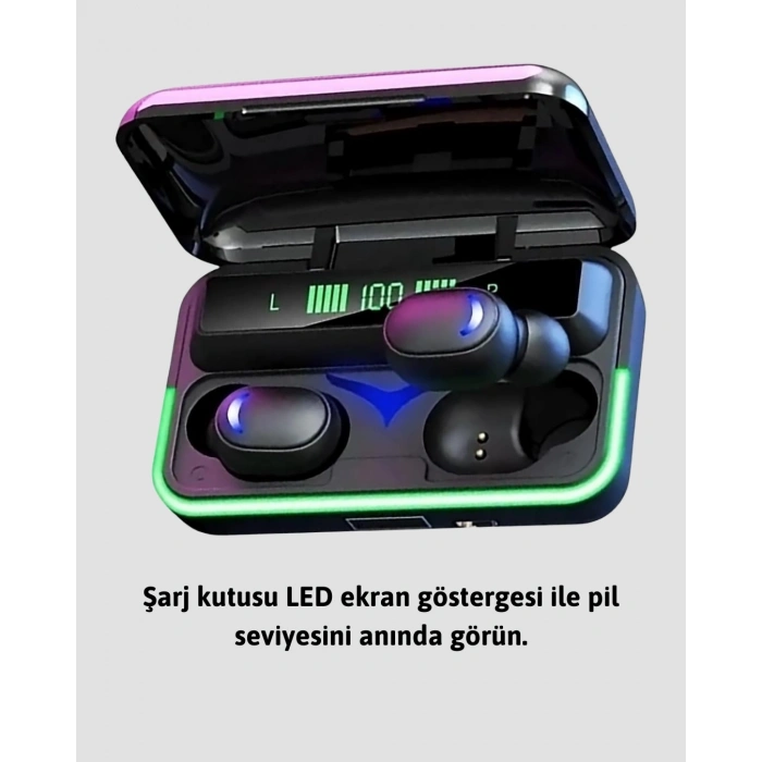 Bluetooth 5.1  Kulaklığı Led Ekranlı Powerbank Kulaklık