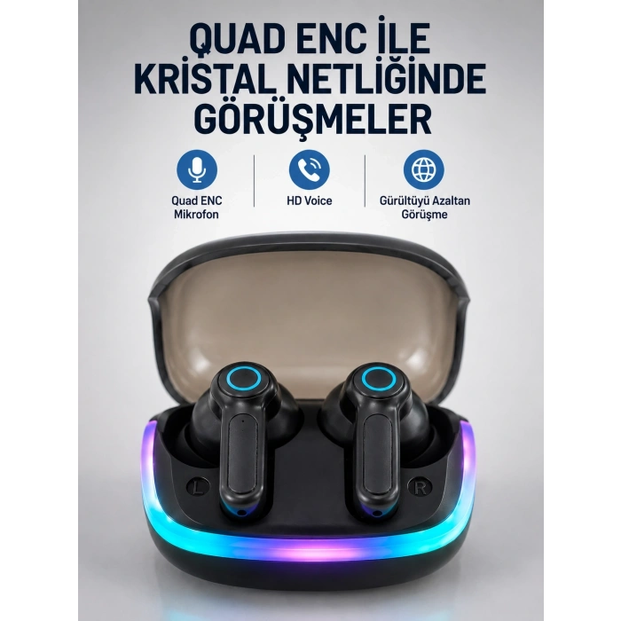 Bluetooth 5.4 Kablosuz KulaklıkQuad Enc Mikrofonlu Tws Kulaklık