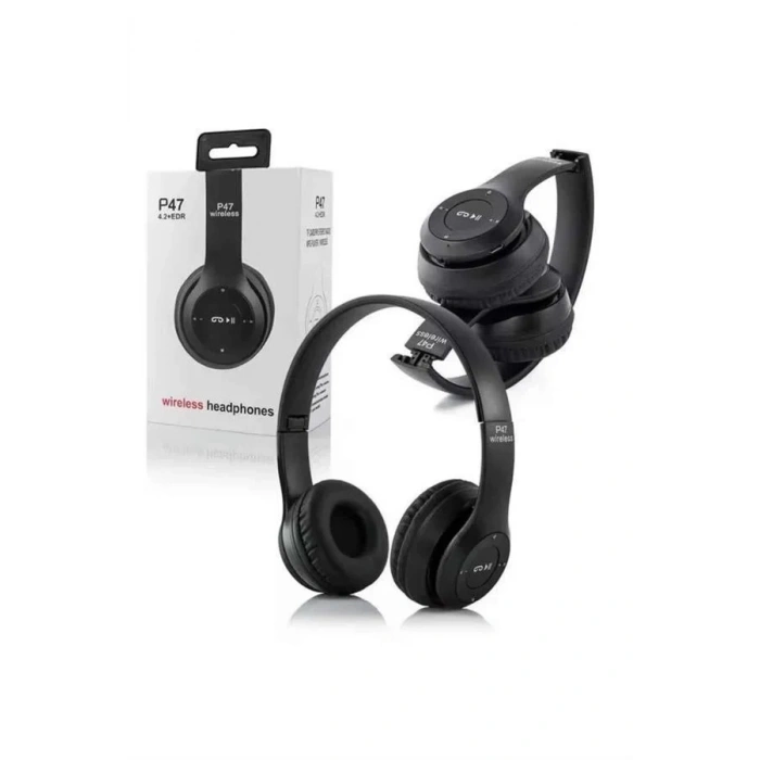 Bluetooth Kablosuz Kulaklık Siyah Wireless 5.0 Kulak Üstü Uzun Pil Ömrü