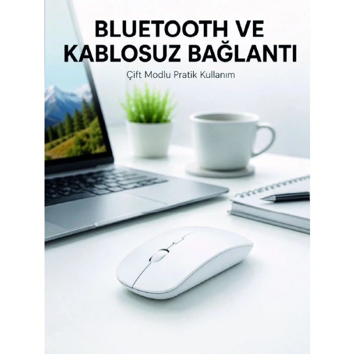Bluetooth Kablosuz Wireless Mouse Şarjlı Sessiz Ergonomik 5000 Dpı Fare