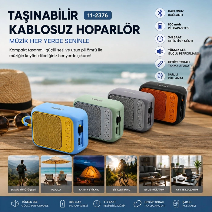 BLUETOOTH WİRELESS MİNİ HOPARLÖR SPEAKER RENKLİ TYPE-C ŞARJLI 5W MİKROFON - KART GİRİŞİ PL-4692 (5263)