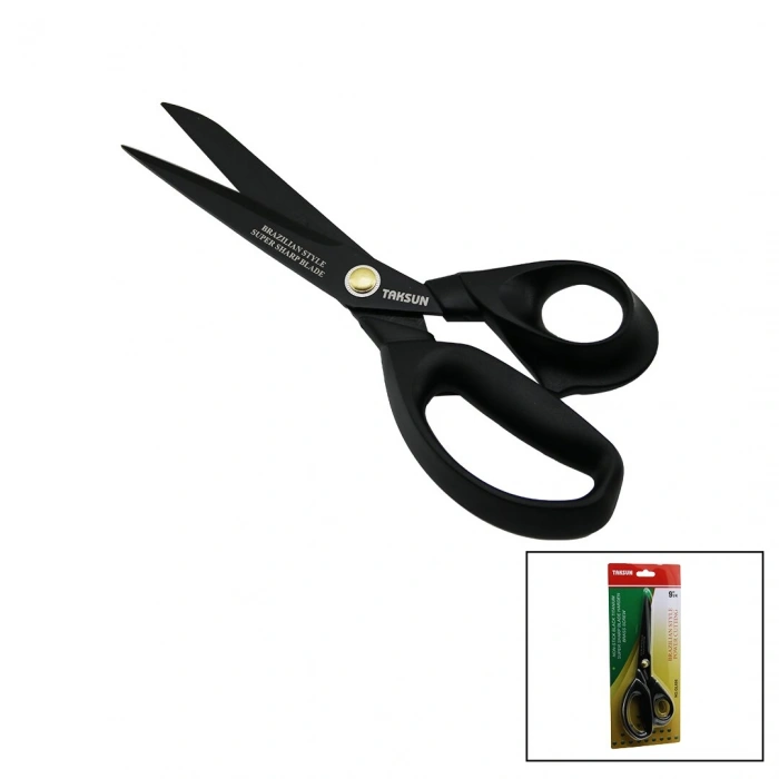 BREZİLYA STİLİ TERZİ MAKASI SİYAH - YAPIŞMAZ ERGONOMİK SAP GL-606 9 İNÇ 1/4 (5263)