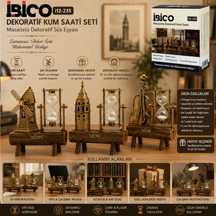 BÜYÜK MASAÜSTÜ DEKORATİF KUM SAATİ PLASTİK AHŞAP STAND SÜS EŞYASI HERHANGİ BİR MODEL GÖNDERİLİR (5263)