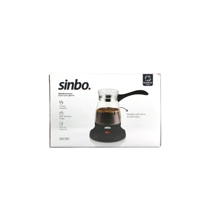 CAM ELEKTRİKLİ CEZVE TÜRK KAHVE MAKİNESİ - 5FİNCAN=500ML KABLOSUZ KULLANIM- 360°DÖNER 600W SCM-2981 (5263)