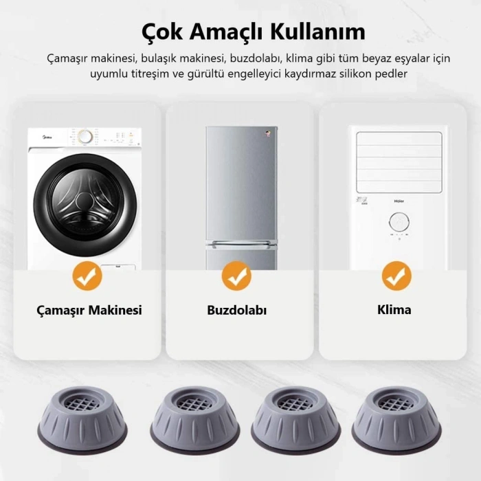 Çamaşır Makinesi Titreşim Önleyici Kaydırmaz Vantuzlu Stoper Set (5263)