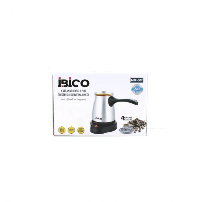 ÇELİK ELEKTRİKLİ CEZVE TÜRK KAHVE MAKİNESİ - 4FİNCAN=400ML KABLOSUZ KULLANIM- 360°DÖNER 600W MTF-002 (5263)