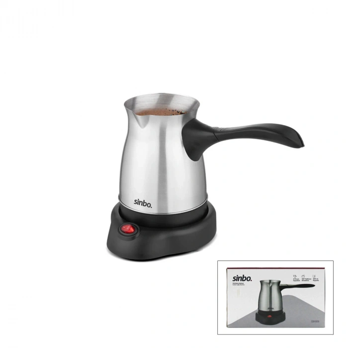 ÇELİK ELEKTRİKLİ CEZVE TÜRK KAHVE MAKİNESİ - 6FİNCAN=500ML 360° KABLOSUZ KULLANIM KATLANIR KULP 600W SCM-9039 (5263)