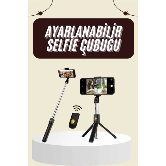 Cep Telefonu Tripod Standı Manyetik Selfie Sopa Bluetooth Uzaktan Kumandalı