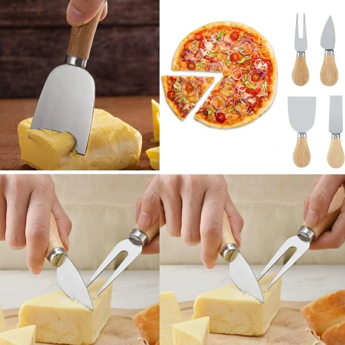 CHEESE KNİFE SET 4PCS PEYNİR BIÇAK SETİ AHŞAP BAMBU SAPLI (5263)