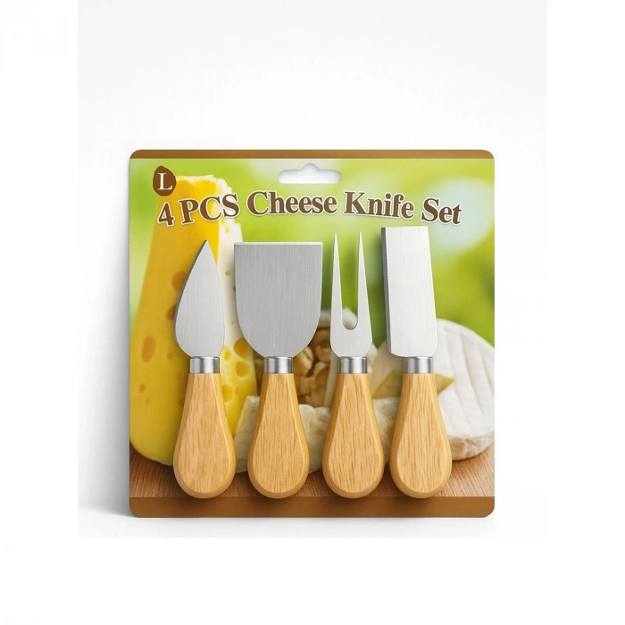 CHEESE KNİFE SET 4PCS PEYNİR BIÇAK SETİ AHŞAP BAMBU SAPLI (5263)