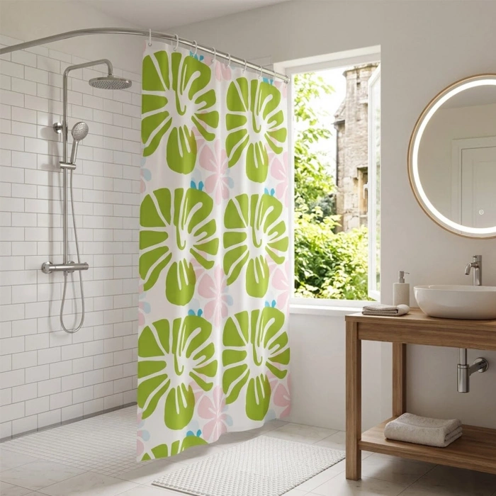 ÇİF KANAT PVC BANYO PERDESİ 2  PARÇA  X 90X180CM - 12 HALKALI (5263)