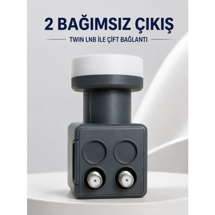 Çift Çıkışlı Twin Lnb 4k Ultra Hd Uyumlu Ku Band Uydu Anten Başlığı 0.1 Db