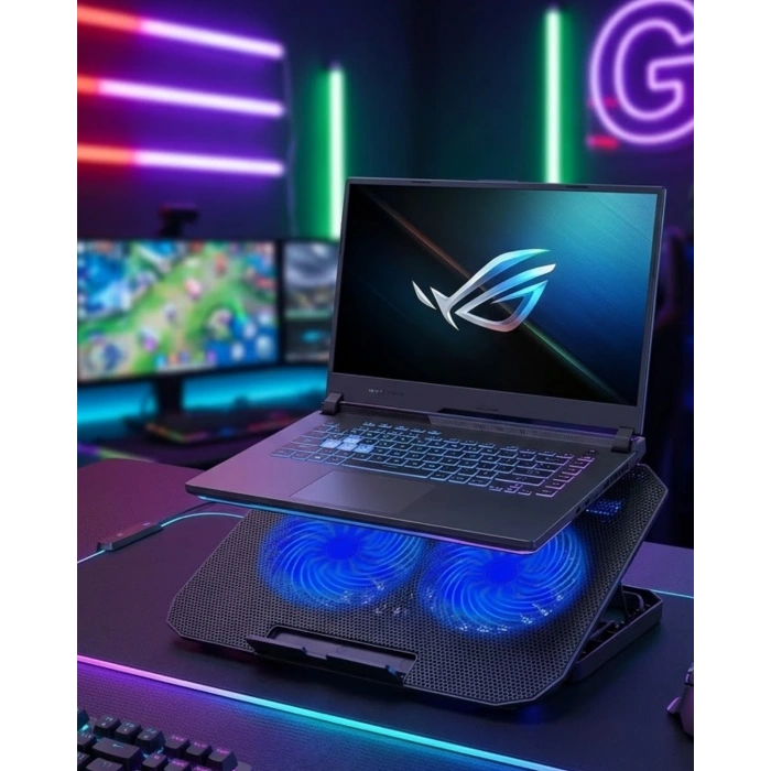 Çift Fanlı Laptop Soğutucu Stand 17 İnç Uyumlu 8 Kademeli Ayarlı Usb Girişli