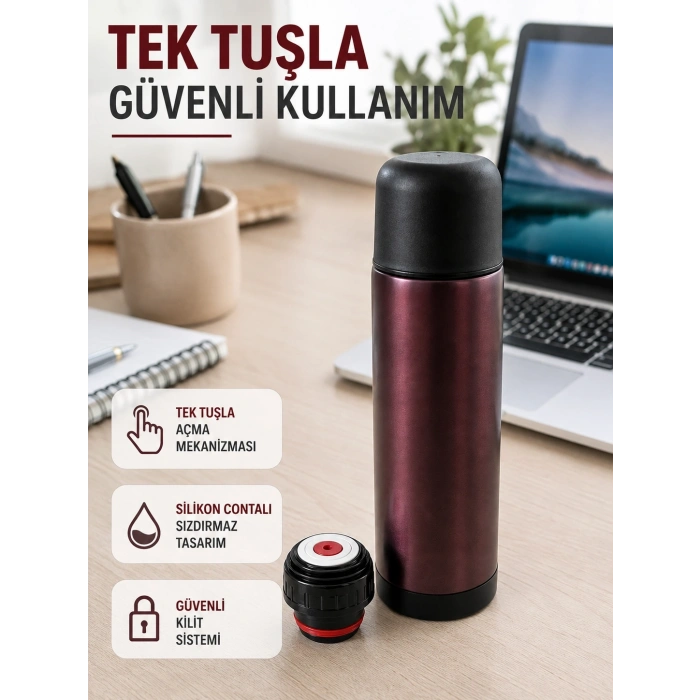 Çift Katmanlı Vakumlu Termos Ofis Araç Kamp İçin Paslanmaz Çelik Termos