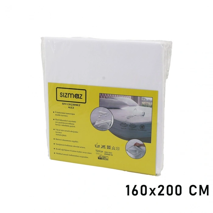 ÇİFT KİŞİLİK  YATAK KORUYUCU  SIVI GEÇİRMEZ  ALEZ  160X200CM   HAVA ALIR   ANTİBAKTERİYEL   ANTİALERJİK (5263)