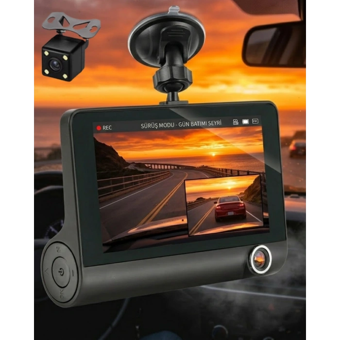 Çift Lens Araç Güvenlik Kamerası G Sensörlü Full Hd