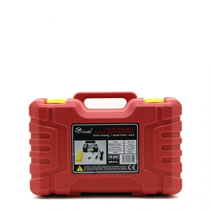 ÇİFT SİLİNDİR OTO - ARAÇ HAVA KOMPRESÖRÜ DC/12V - 23Amp - 150PSI FENERLİ BAR GÖSTERGELİ (5263)