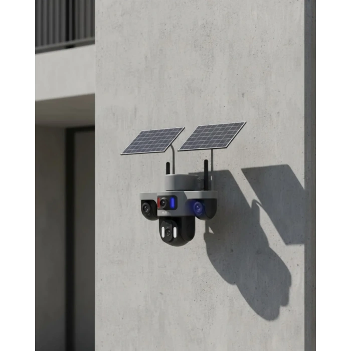 Çift Solar Panelli 4g Kablosuz Ip Güvenlik Kamerası 9mp Ve Hareket Takipli