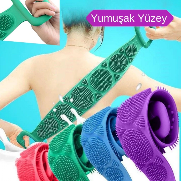 Çift Taraflı Banyo Hamam Lifi Silikon Masajlı Yumuşak Duş Lifi Uzun Ömürlü Hazır Banyo Kesesi (5263)