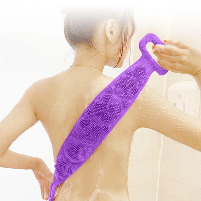 Çift Taraflı Banyo Hamam Lifi Silikon Masajlı Yumuşak Duş Lifi Uzun Ömürlü Hazır Banyo Kesesi (5263)