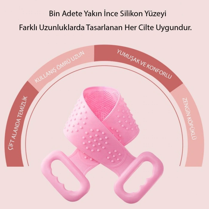 Çift Taraflı Banyo Hamam Lifi Silikon Masajlı Yumuşak Duş Lifi Uzun Ömürlü Hazır Banyo Kesesi (5263)
