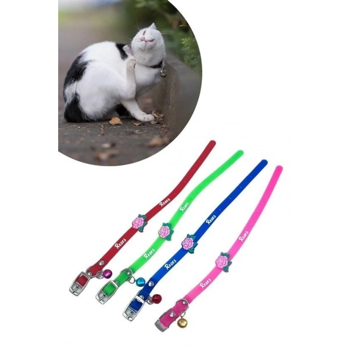 Çıngıraklı Zilli Sevimli Renkli Slikon Kedi Köpek Boyun Tasması (5263)