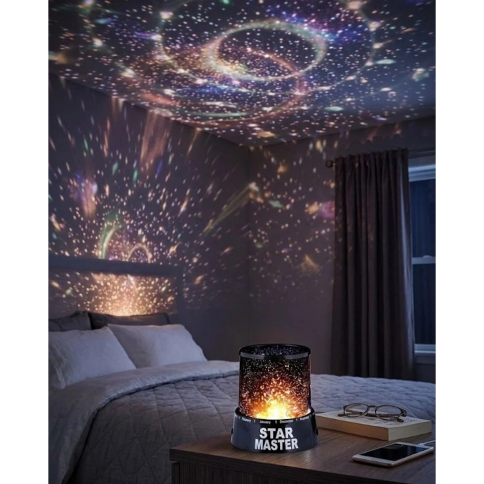 Çocuk Odası Yıldız Projektörü Renk Değiştiren Gece Lambası