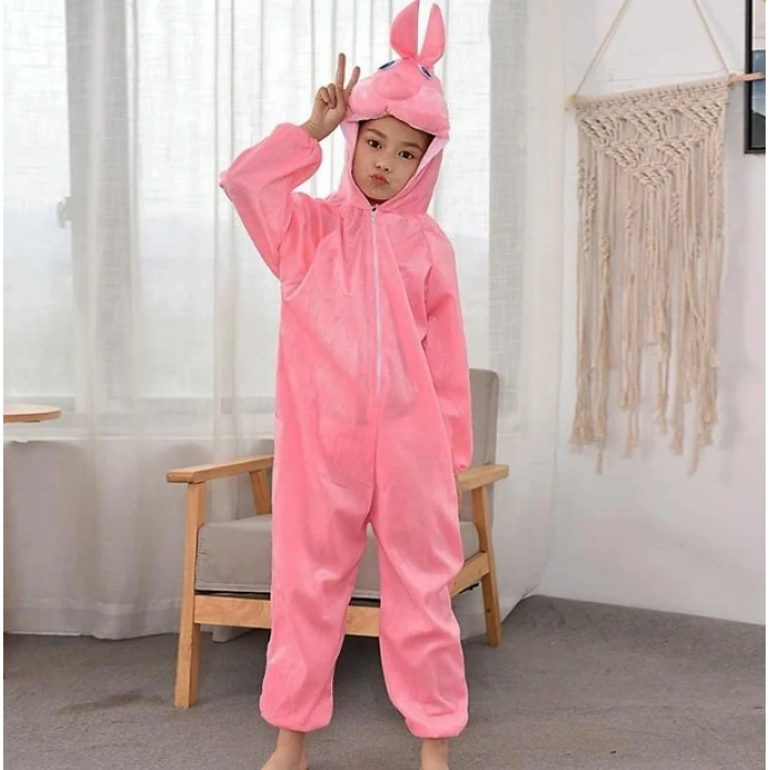 Çocuk Tavşan Kostümü Pembe Renk 4-5 Yaş 100 cm (5263)