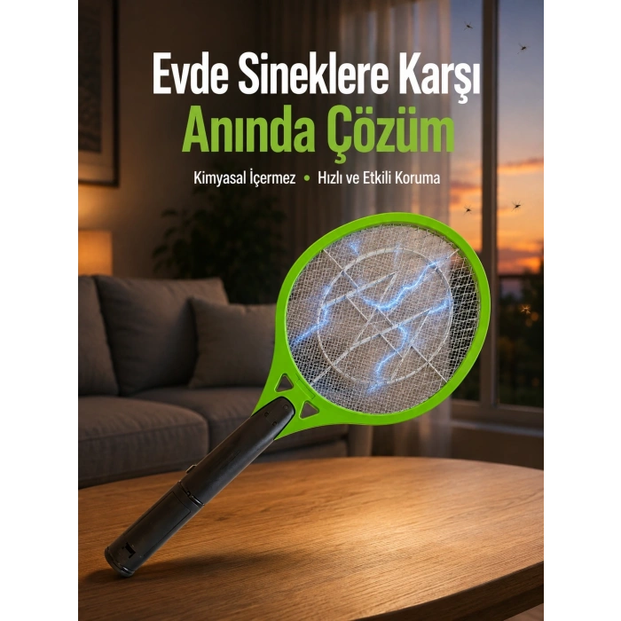 Çocuk Ve Evcil Hayvan Dostu Elektrikli Sinek Raketi | Güvenli Kullanım Yeni Nesil