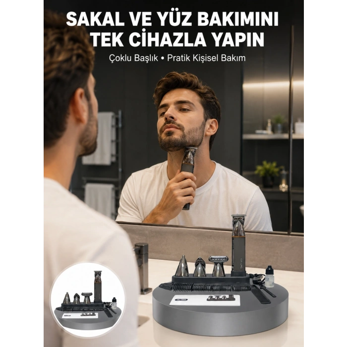 Çok Fonksiyonlu 9’u 1 Arada Tıraş Makinesi Şarjlı Saç Sakal Düzeltici Yeni Nesil