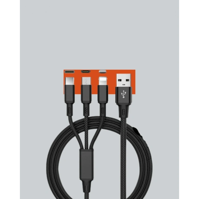 Çoklu Usb Şarj Kablosu – 1,2m Hızlı Şarj, 3a Güçlü Akım