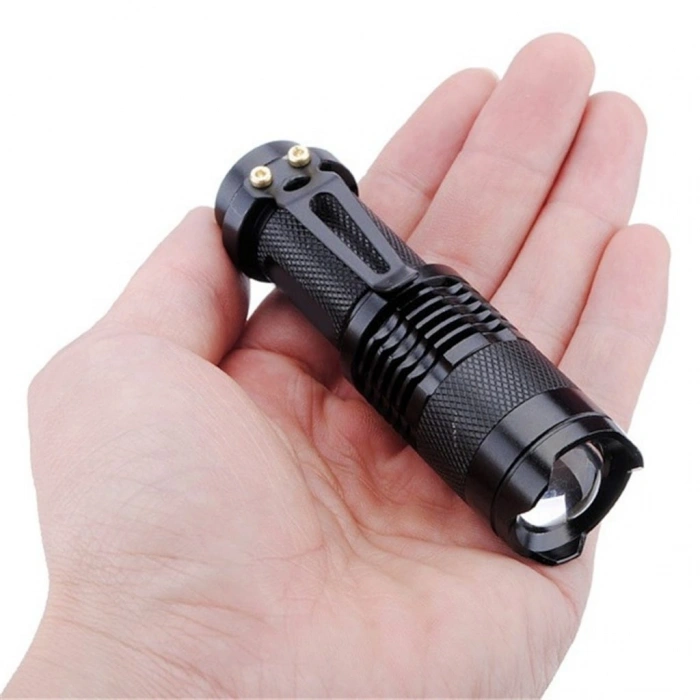 Cree Q5 Led Zoomlu  Pilli Mini Feneri 14500 Pil İle Çalışma Özelliği