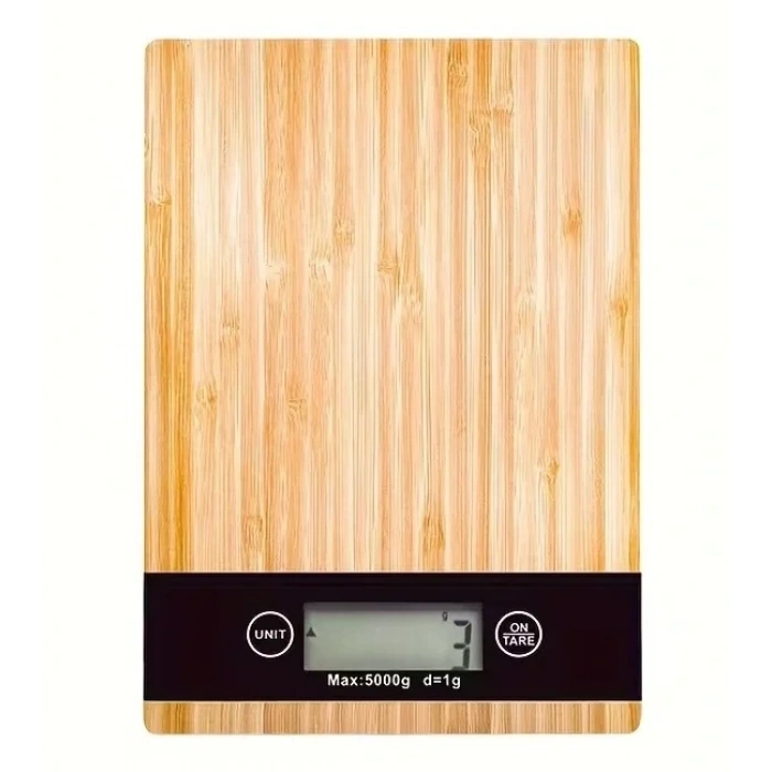 Crown Dijital Hassas Mutfak Tartısı - Terazisi-Hassas Ölçüm 5kg Bambu Görünümlü (5263)