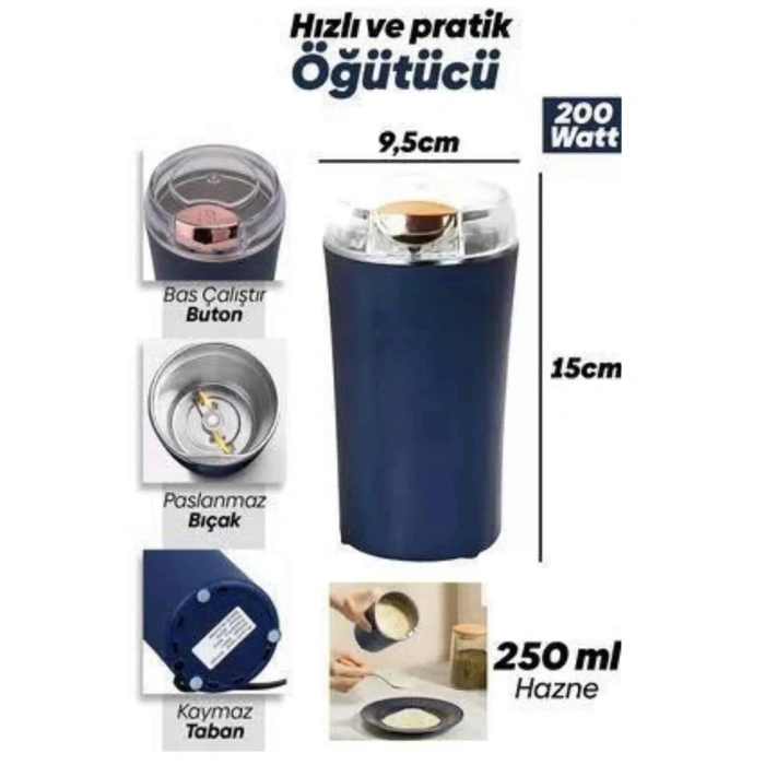 Dayanıklı Paslanmaz Çelik Kolay Kullanım Kahve Ve Baharat Öğütücü