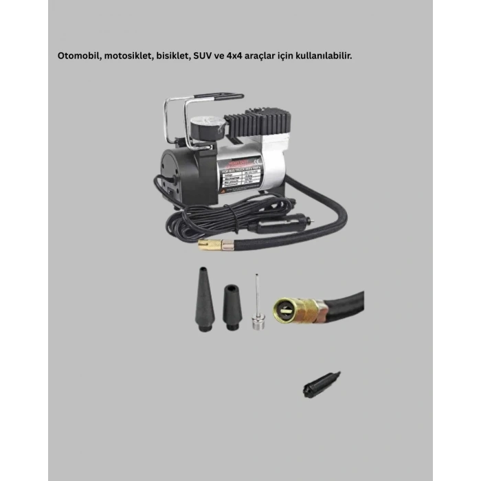 Dc 12v Metal Hava Kompresörü Araç Lastik Şişirme 35l/dk