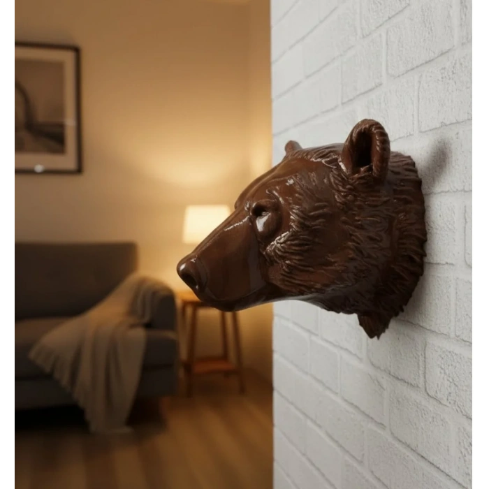 Dekoratif Ayı Duvar Heykeli Asılabilir Hediyelik 25x19 Cm