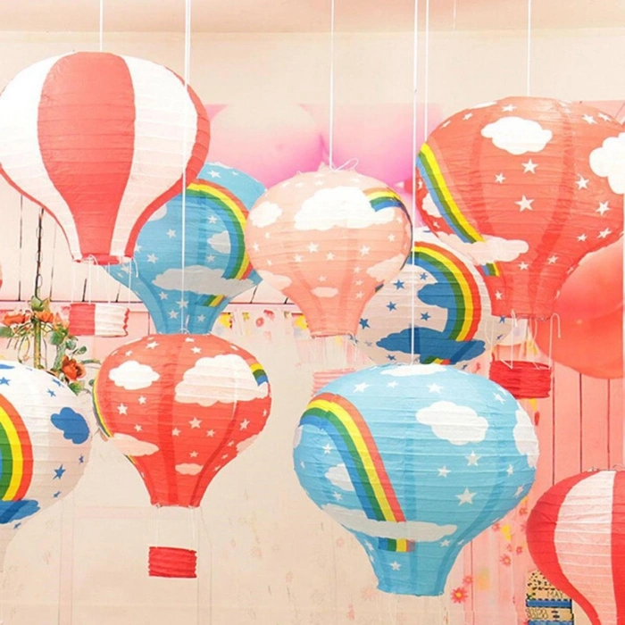Dekoratif Renkli Kağıt Dilek Feneri Balonu Renkli Uçan Balon (5263)