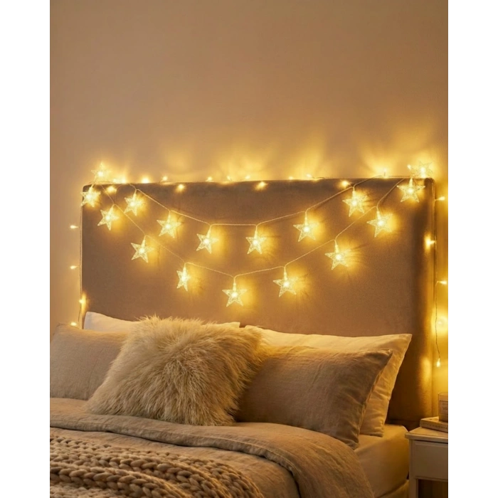 Dekoratif Yıldız Led Aydınlatma 5 Metre Sabit Işık İç Mekan Kullanım