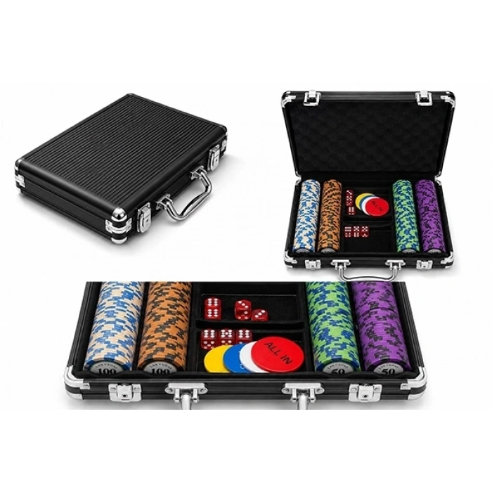 Deri Çantalı 200 Chip Ve 2 Adet İskambil Kağitına Sahip Poker Oyunu Alk5370